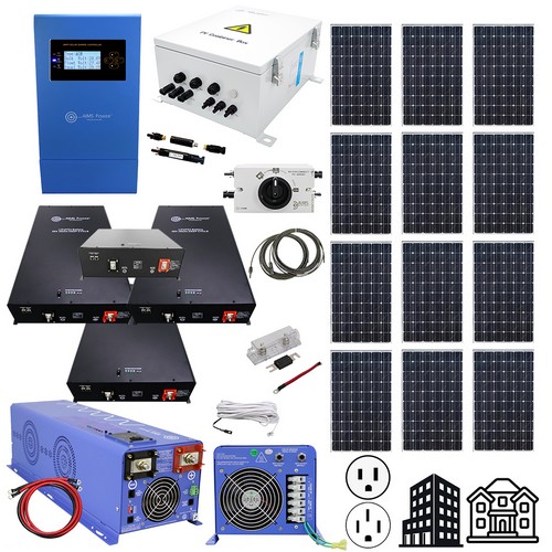(image for) Aims Power, PCBORON, Solar 3960 Watt, Inverter Charger 6000 Watt 48V & 31.9 kWh Lithium Battery | Complete Solar Power Kit with Huge Lithium Storage for Large Off-Grid/Backup